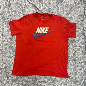 Nike Red and Blue Men's Short Sleeve Tee